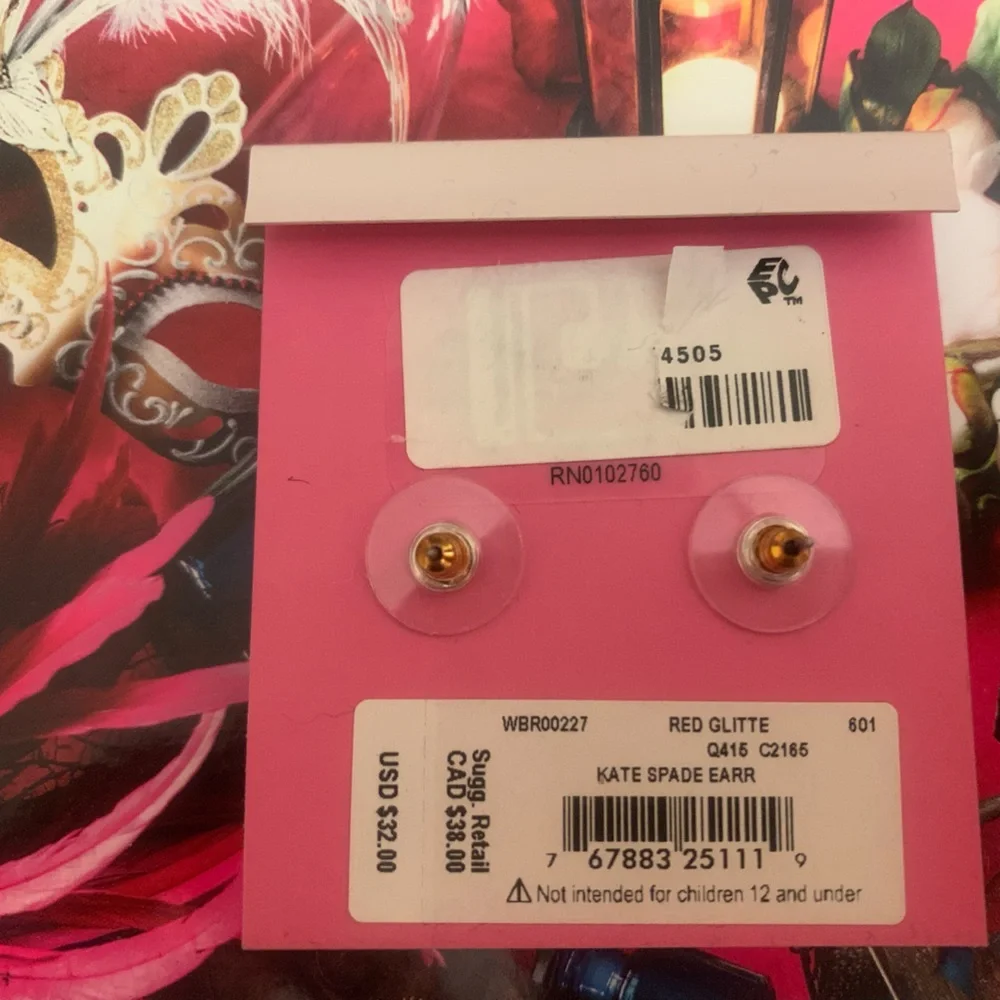 ♦️NEW Kate Spade ♠️red earrings - Picture 2 of 2